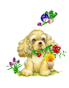 щенок с 
цветочками